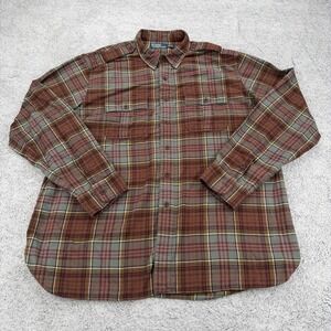 Polo Ralph Lauren Shirt Men XXL Plaid Miltary Western Epaulette Pockets Camp VTG